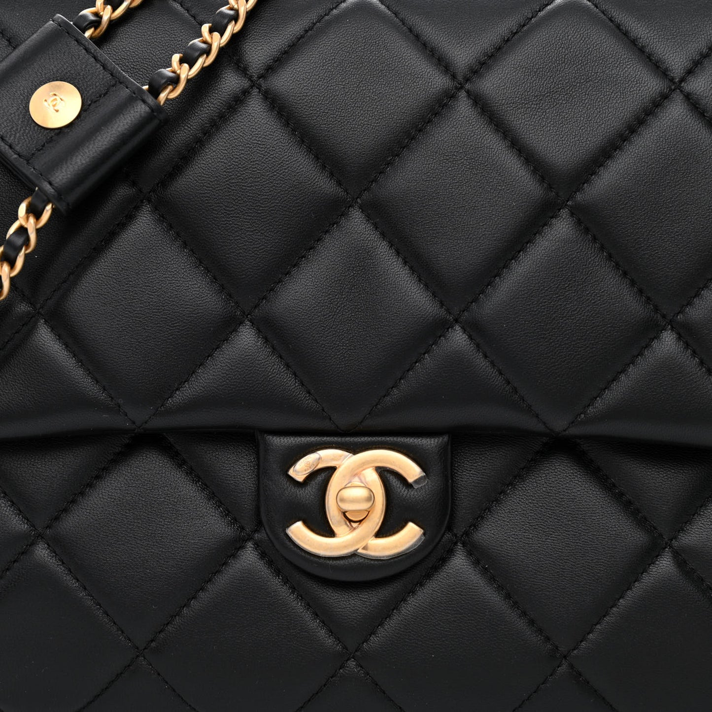 Lambskin Quilted Large Side-Packs Black