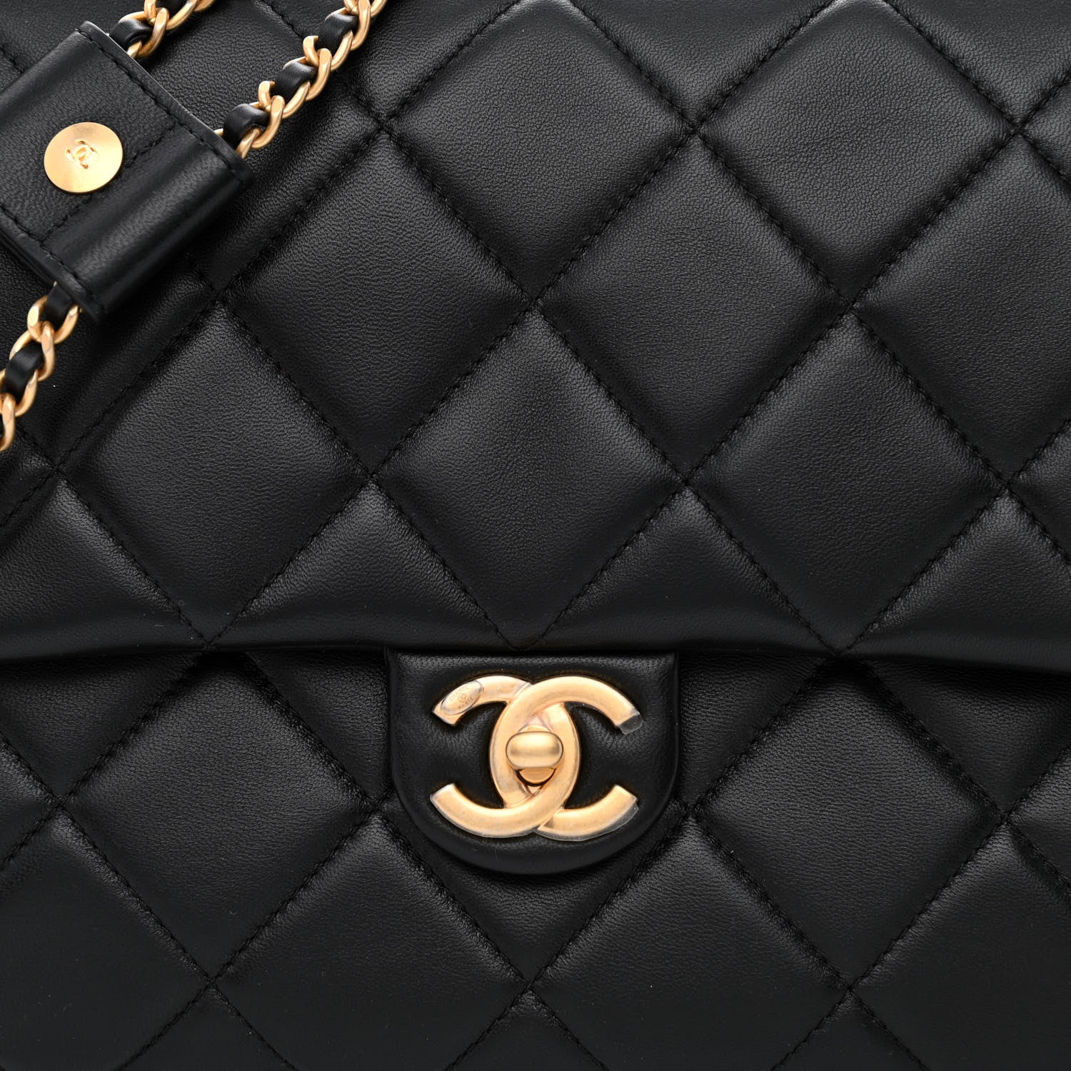 Chanel Lambskin Quilted Large Side-Packs Black 9 of 11