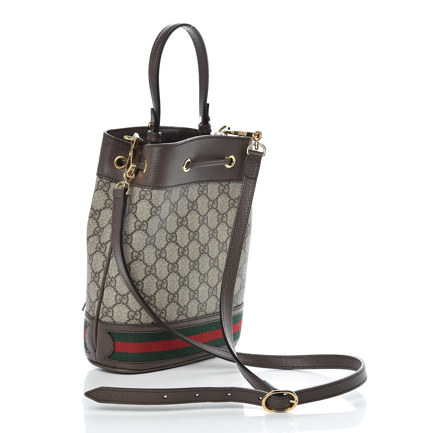 Gucci GG Supreme Monogram Web Small Ophidia Bucket Bag Brown 4 of 10