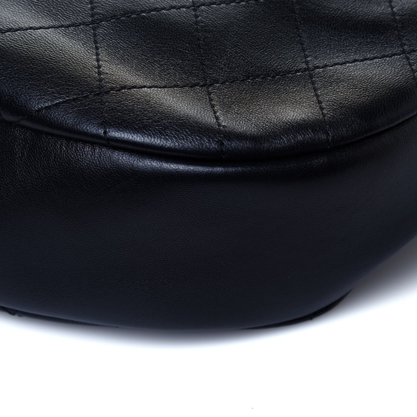 Lambskin Stitched Large Drawstring Bag Black