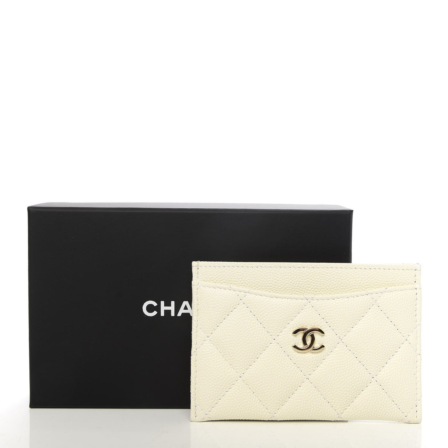 Caviar Quilted Card Holder White