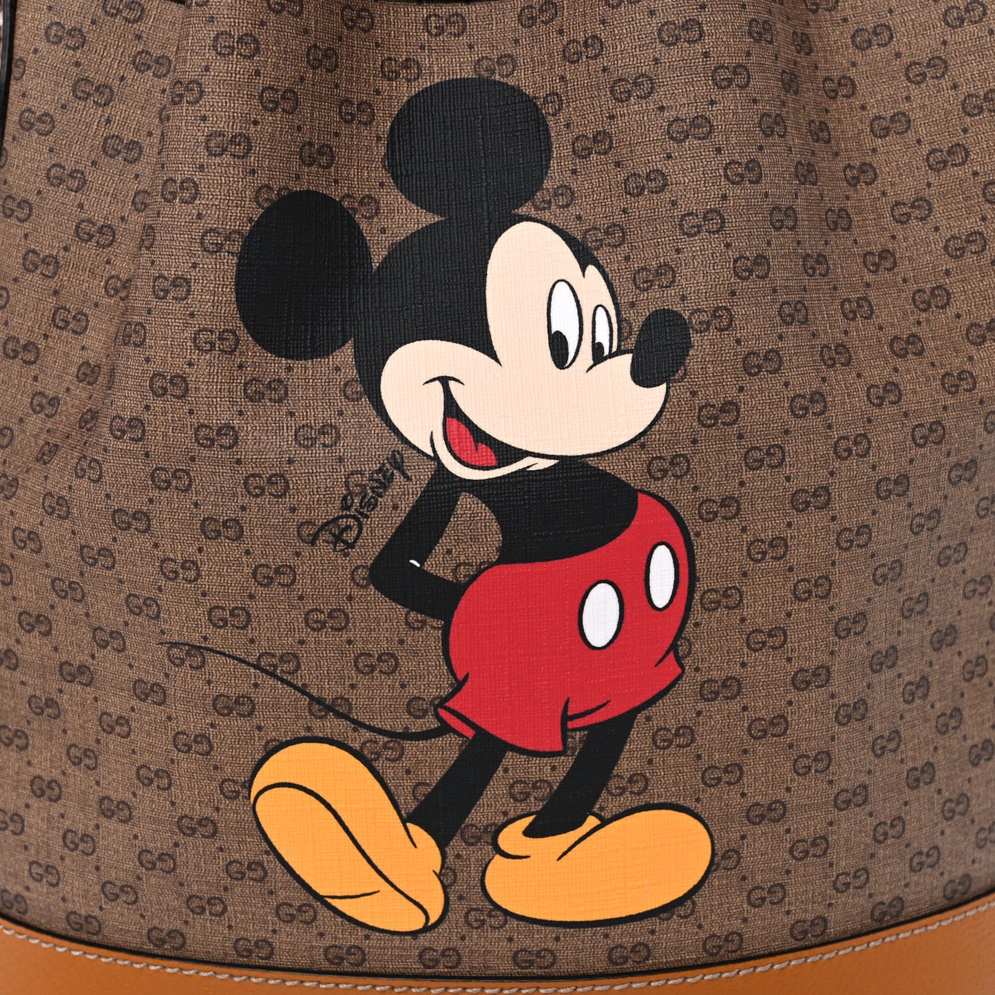 X DISNEY Mini Vintage GG Supreme Monogram Bucket Bag Beige Vintage Sun Oil