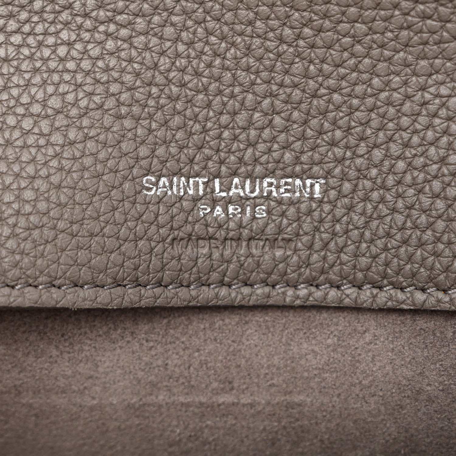 Saint Laurent Grained Calfskin Bi-Color Baby Supple Sac De Jour Souris Fog 6 of 12