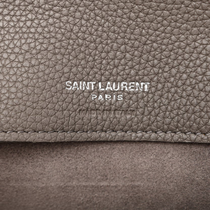 Saint Laurent Grained Calfskin Bi-Color Baby Supple Sac De Jour Souris Fog 6 of 12