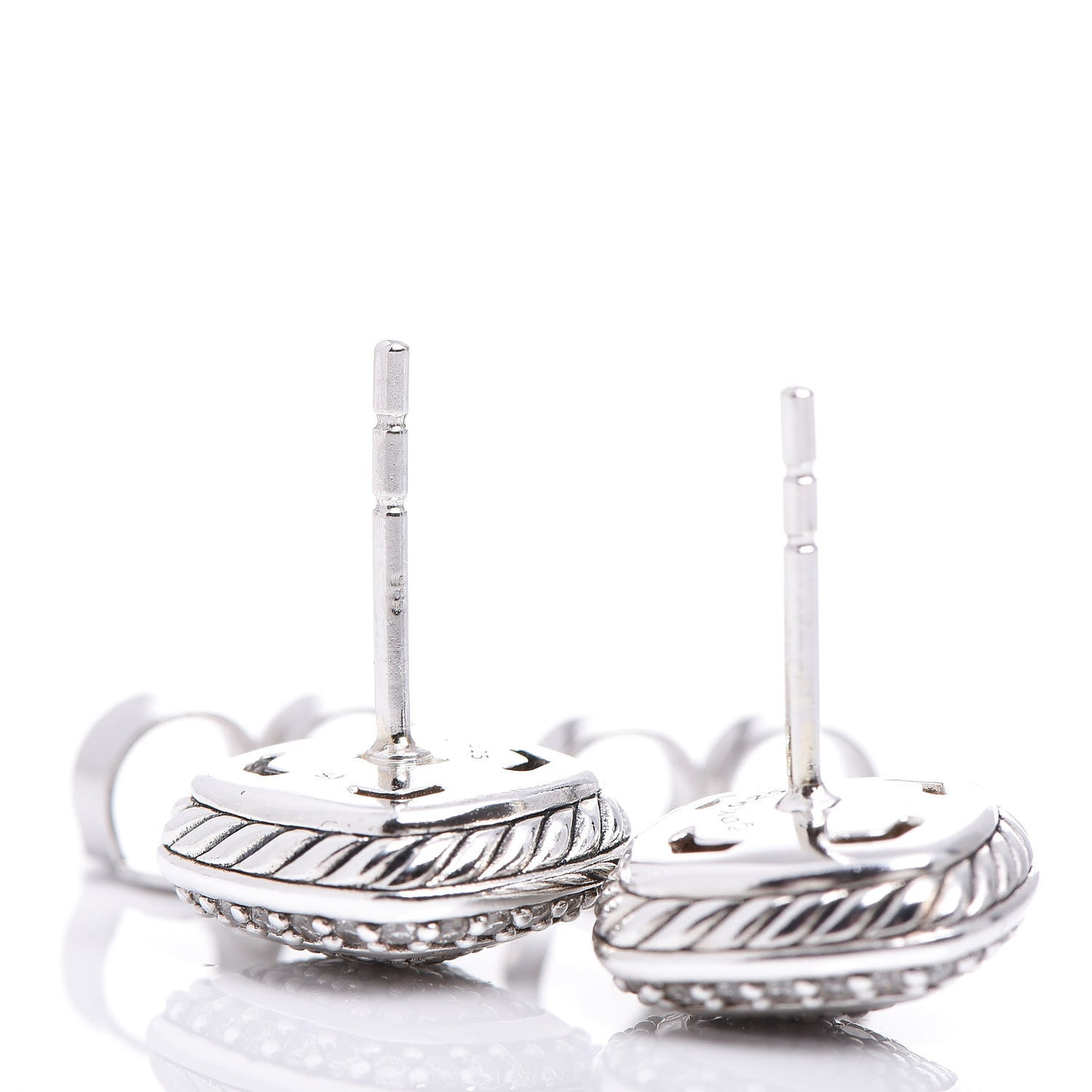 Sterling Silver Diamond 7mm Pave Albion Earrings