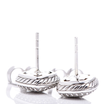 David Yurman Sterling Silver Diamond 7mm Pave Albion Earrings 3 of 5