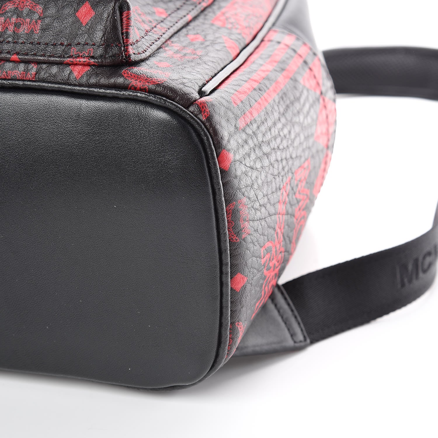 MCM Visetos Baroque Print Small Stark Backpack Black Red 6 of 9