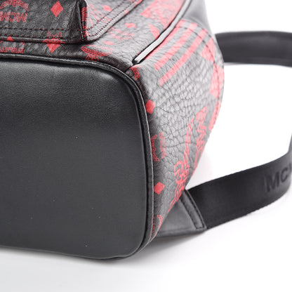 MCM Visetos Baroque Print Small Stark Backpack Black Red 6 of 9