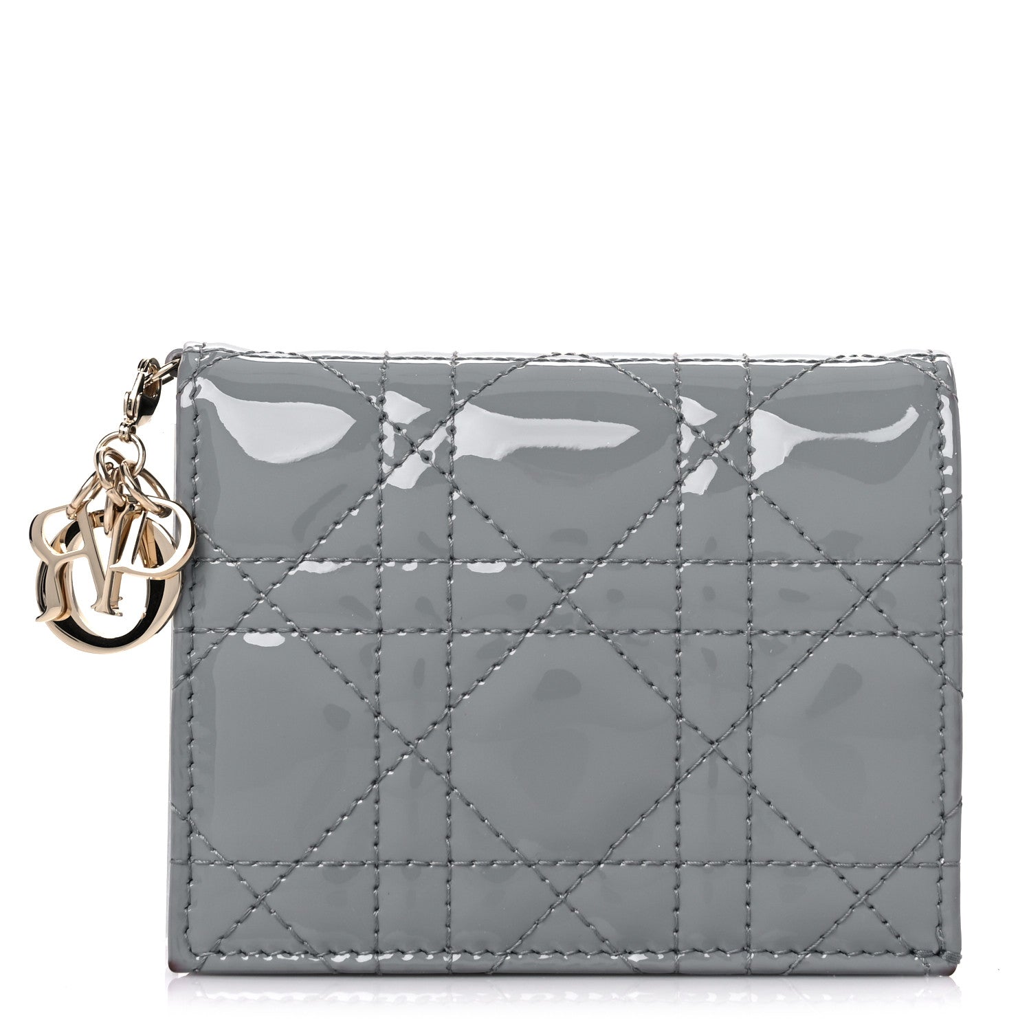 Christian Dior Patent Cannage Mini Lady Dior Wallet Grey 1 of 12
