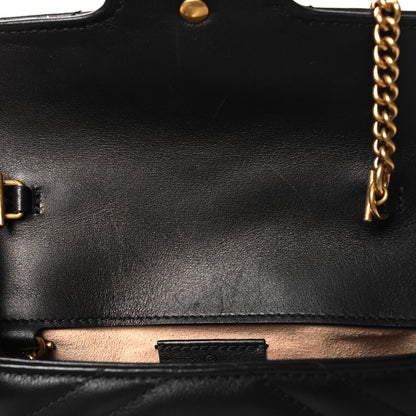 Gucci Calfskin Matelasse Super Mini GG Marmont Shoulder Bag Black 8 of 12