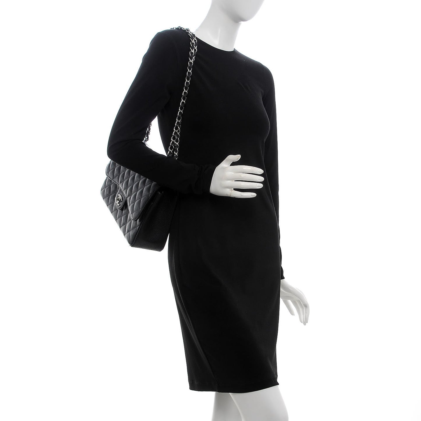 Caviar Quilted Jumbo Double Flap Black