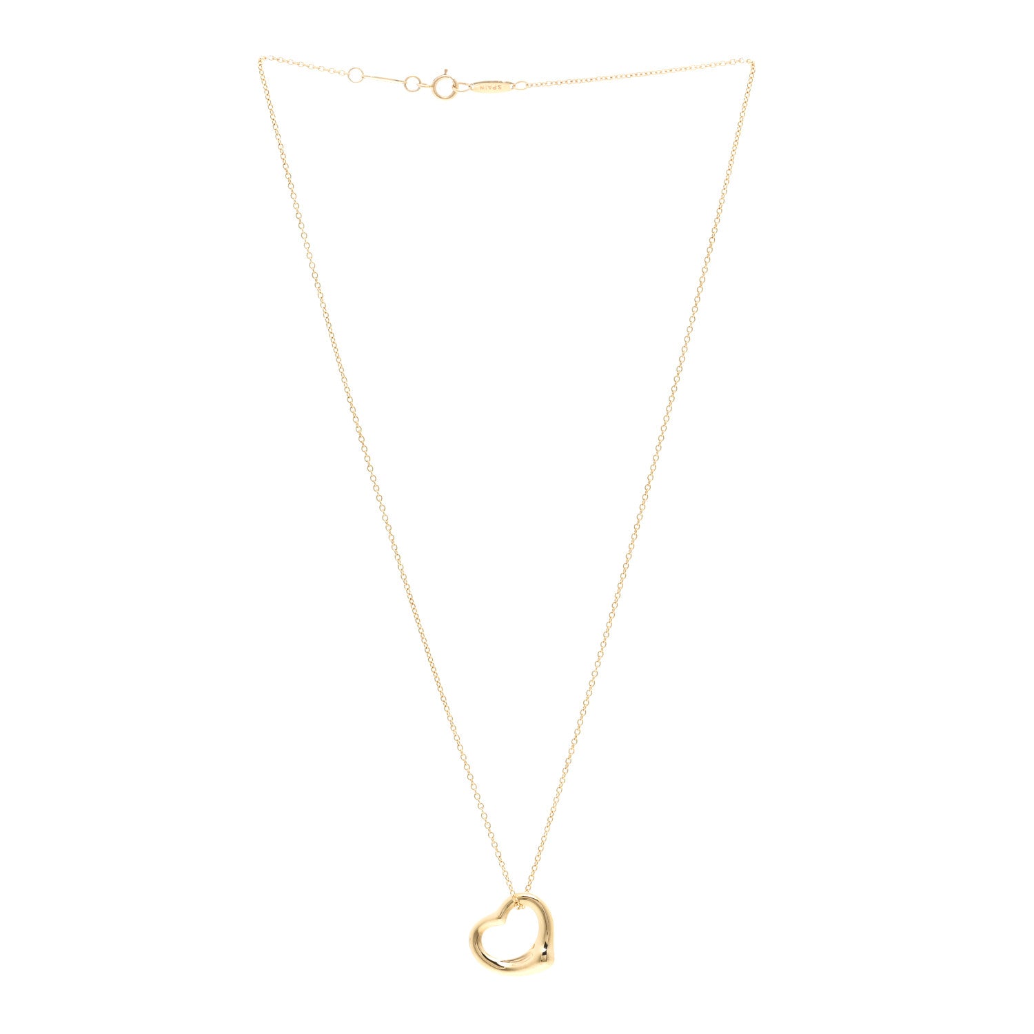 Tiffany 18K Yellow Gold 16mm Elsa Peretti Open Heart Pendant Necklace 3 of 4