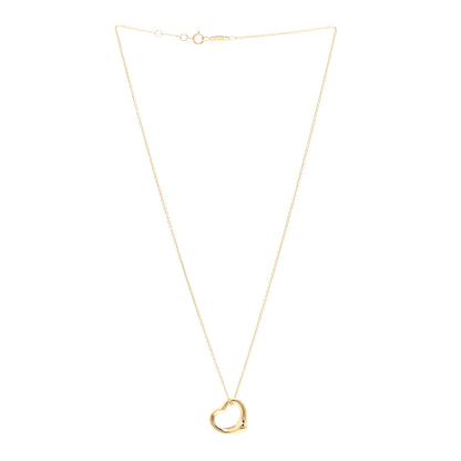 Tiffany 18K Yellow Gold 16mm Elsa Peretti Open Heart Pendant Necklace 3 of 4