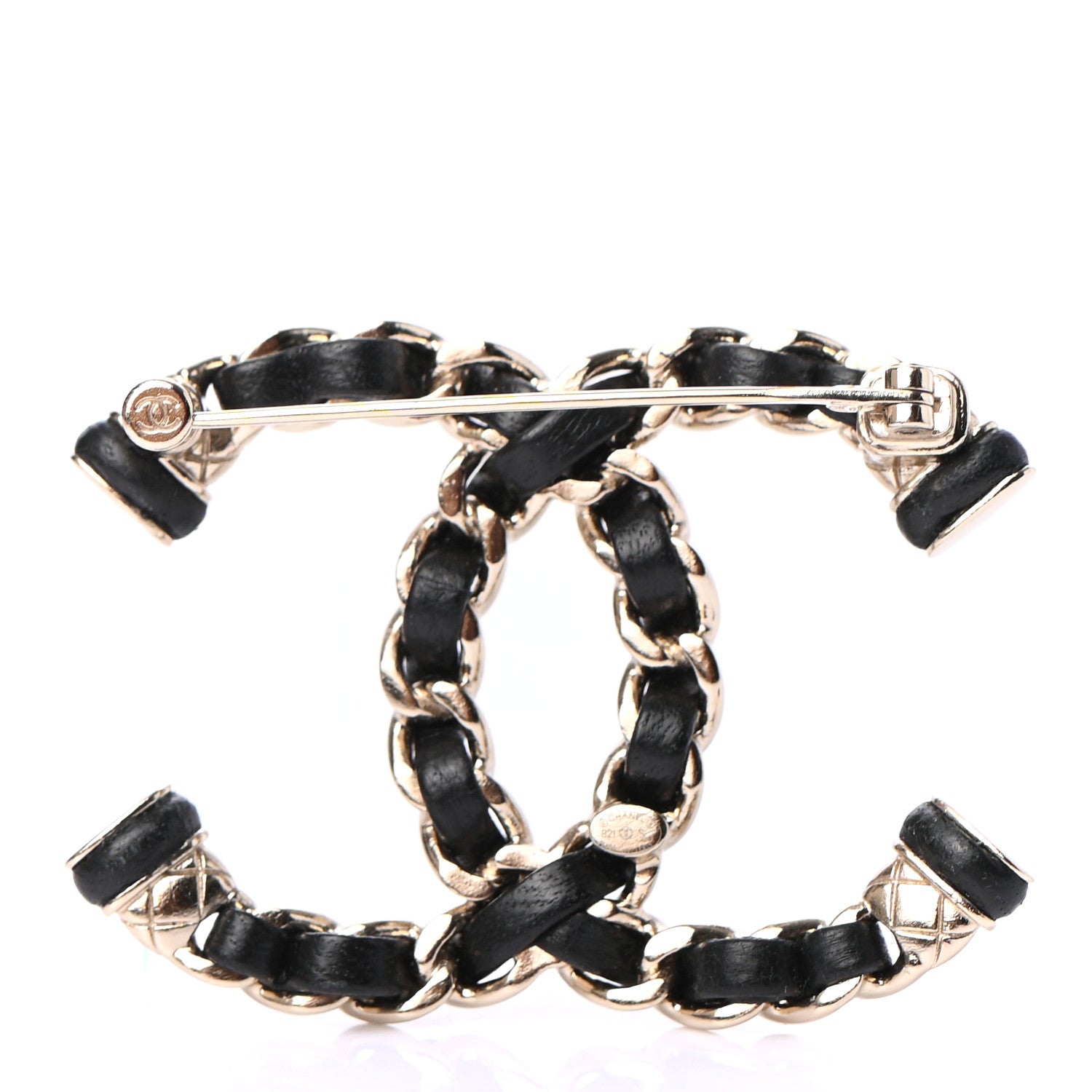Chanel Lambskin Chain CC Brooch Black Gold 3 of 4