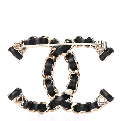 Chanel Lambskin Chain CC Brooch Black Gold 3 of 4