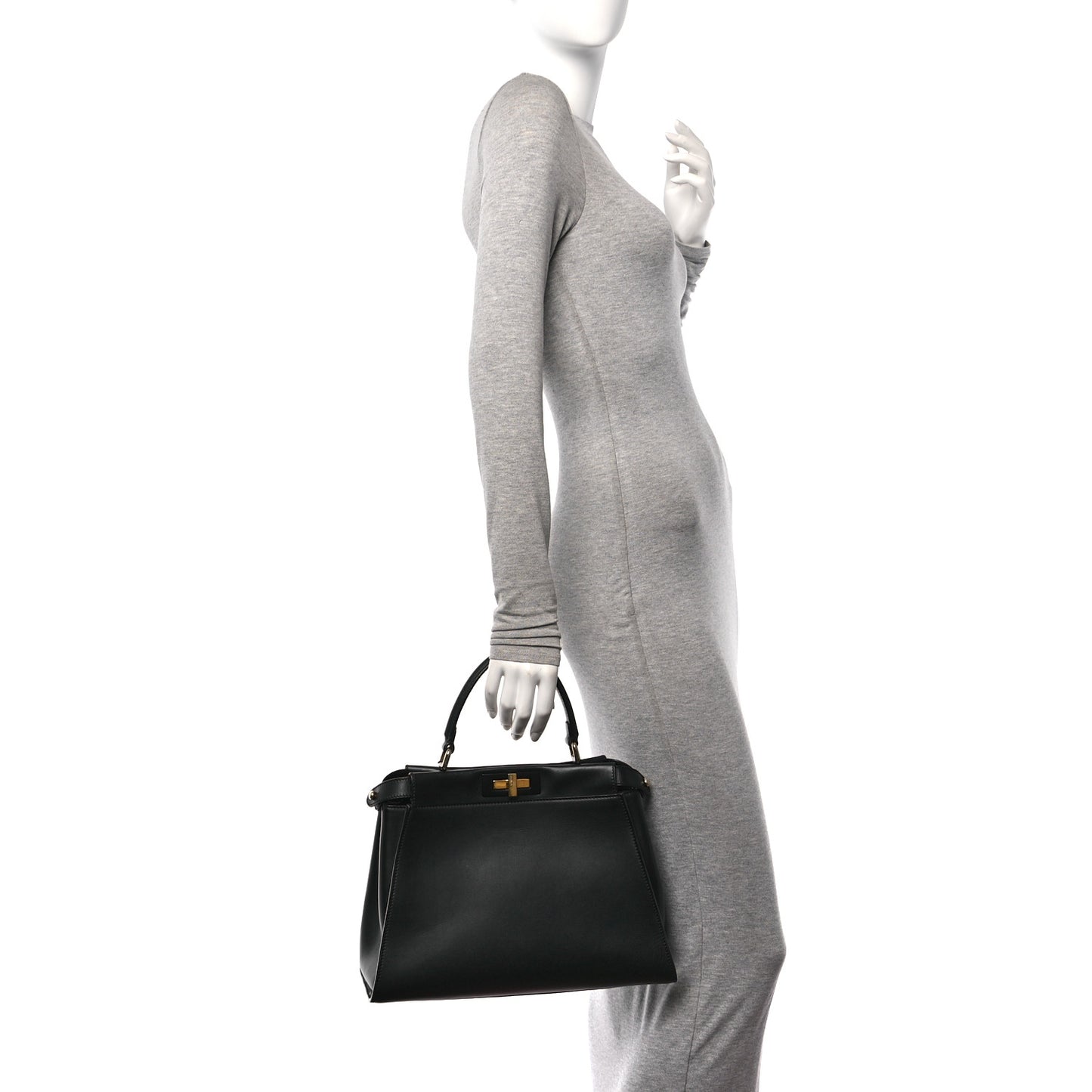 Vitello Seta Shiny Nappa Medium Peekaboo Iconic Satchel Black