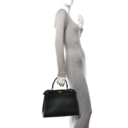 Fendi Vitello Seta Shiny Nappa Medium Peekaboo Iconic Satchel Black 2 of 12