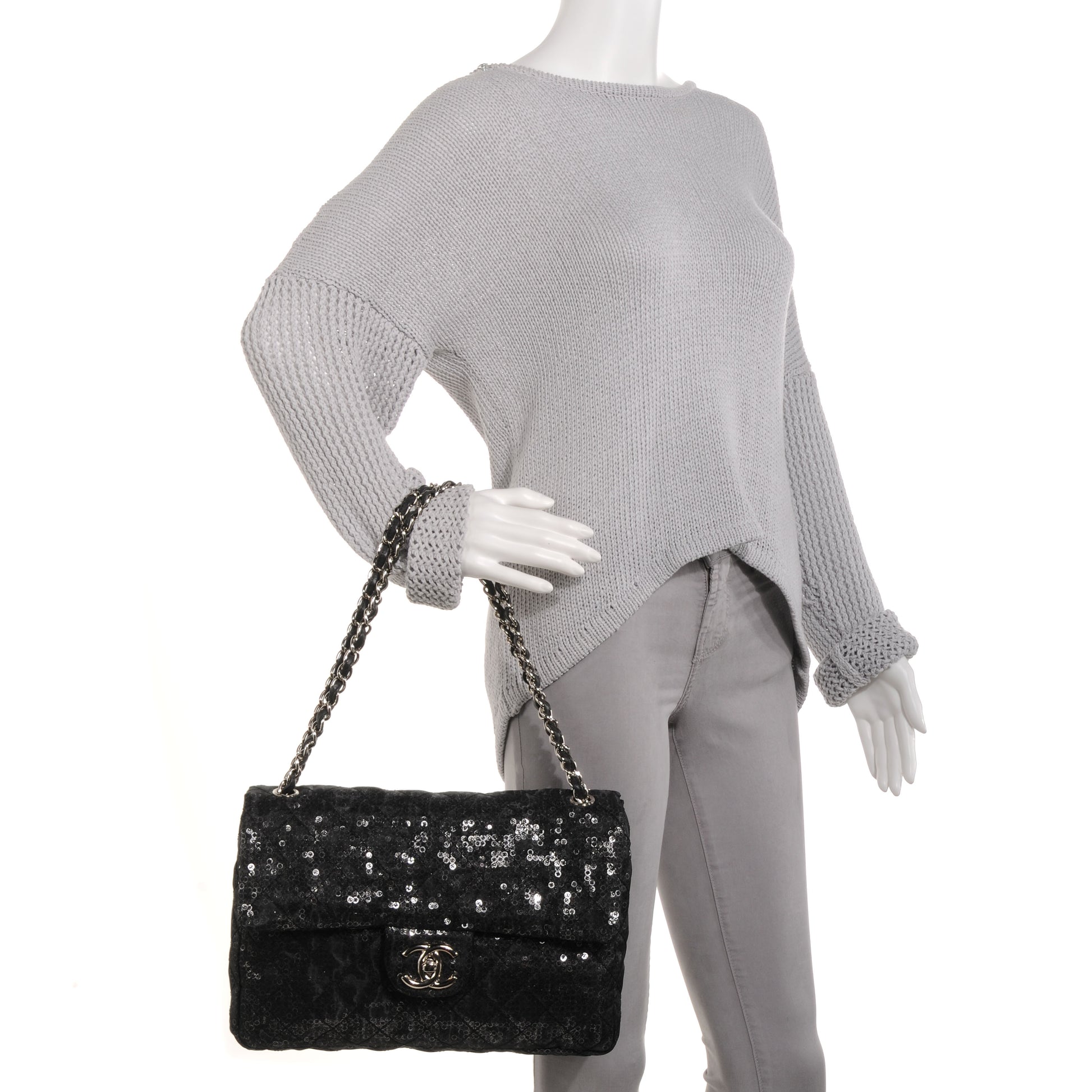 Chanel Hidden Sequin Maxi Flap Black 2 of 8