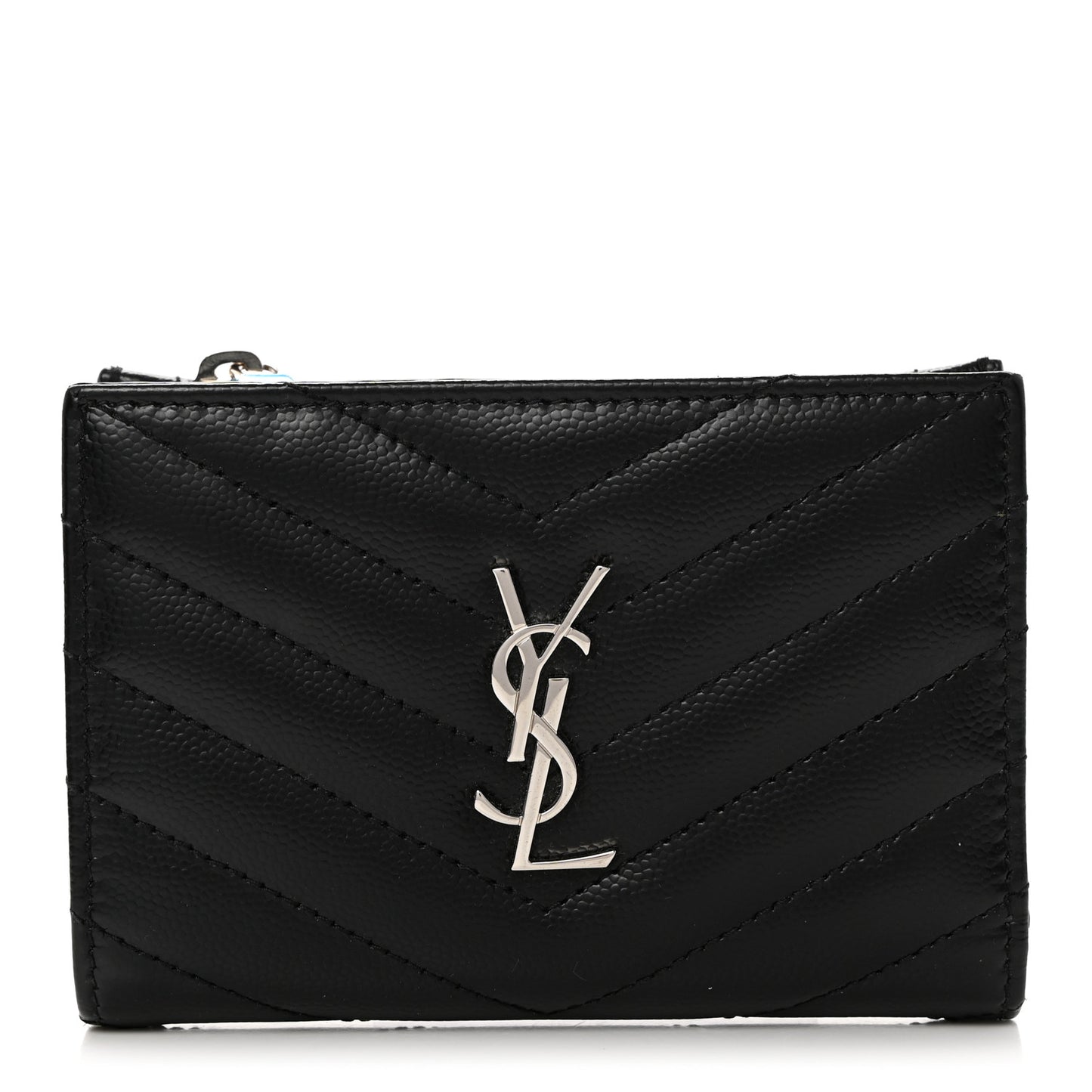 Grain De Poudre Matelasse Chevron Monogram Zipped Two-Part Wallet Black