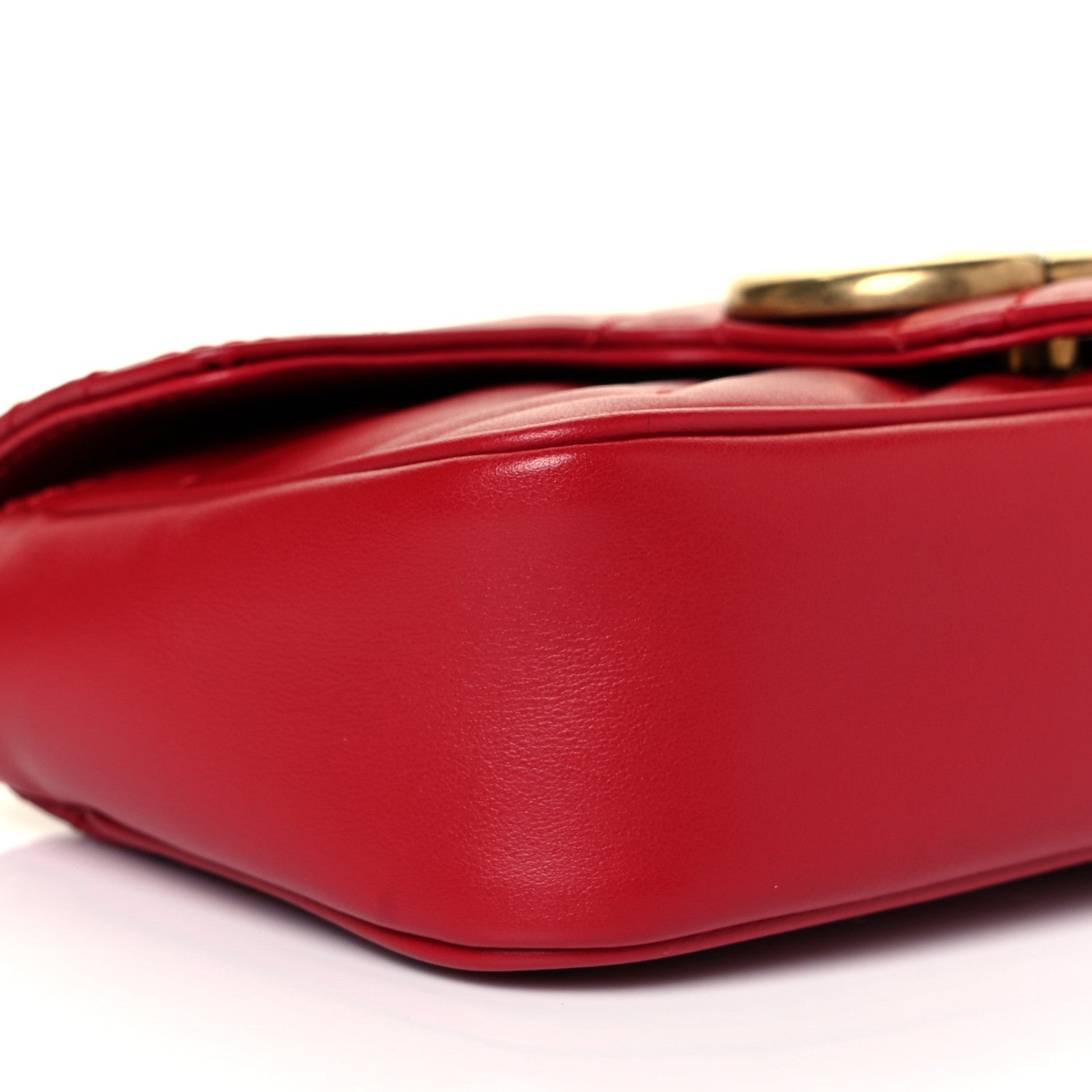 Gucci Calfskin Matelasse Super Mini GG Marmont Shoulder Bag Hibiscus Red 8 of 9
