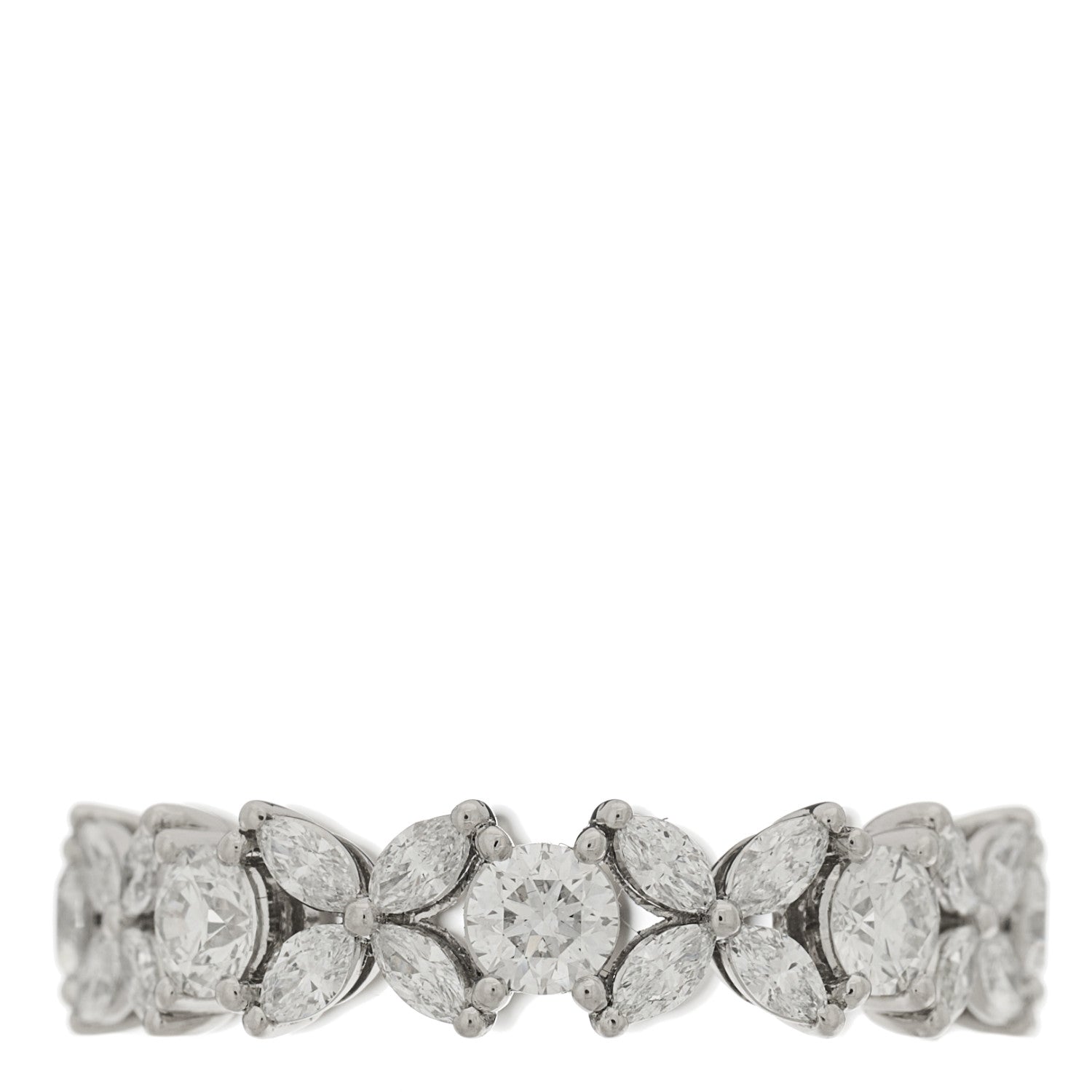 Tiffany Platinum Diamond Victoria Alternating Band Ring 53 6.25 1 of 5