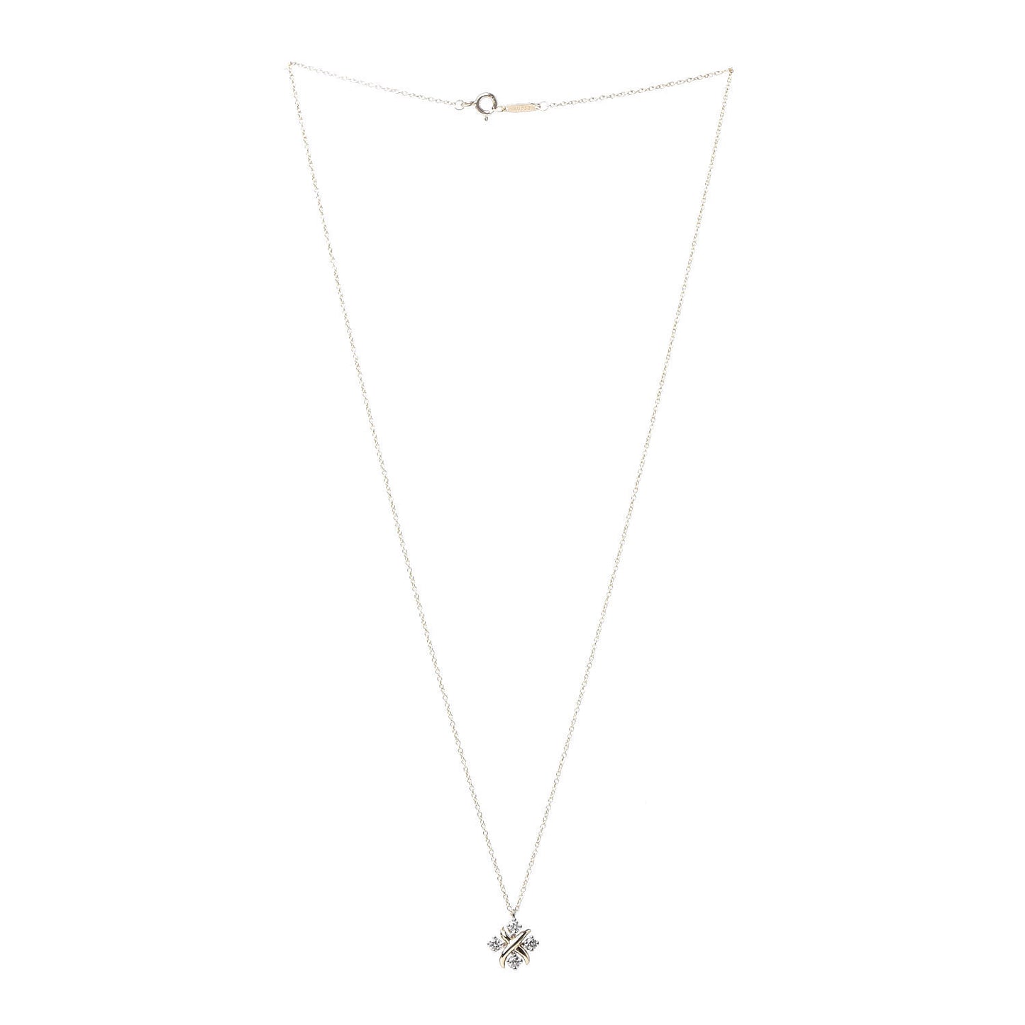 Platinum 18K Yellow Gold Diamond Schlumberger Lynn Pendant Necklace