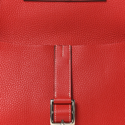 Hermes Taurillon Clemence Halzan 31 GM Rouge Casaque Vermillion 8 of 10