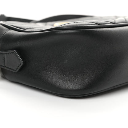 Gucci Calfskin Matelasse Small GG Marmont Chain Shoulder Bag Black 12 of 16