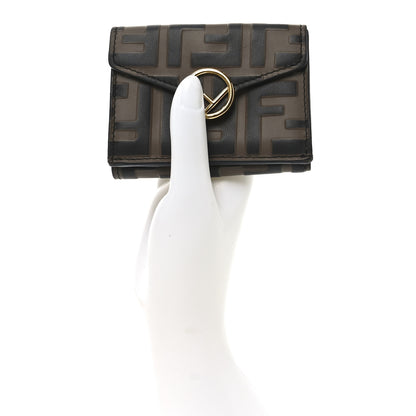 Fendi Vitello Soft F is Fendi Bi-Color FF 1974 Embossed Micro Tri-Fold Envelope Wallet Maya Black 2 of 6