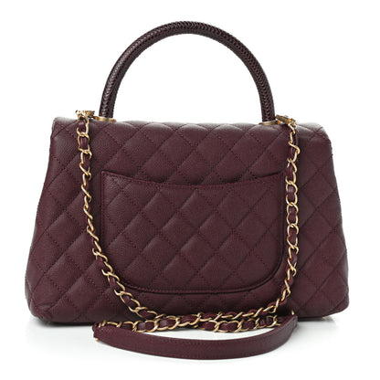 Chanel Caviar Lizard Embossed Quilted Small Coco Handle Flap Burgundy 2 of 8