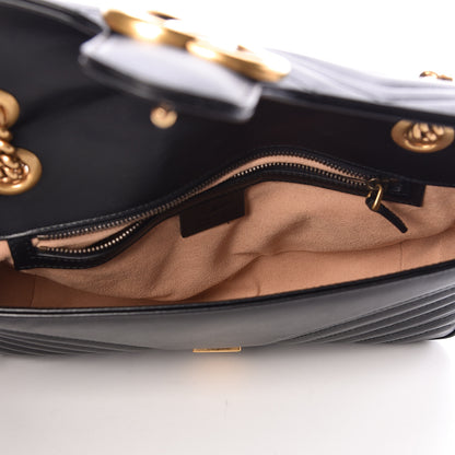 Gucci Calfskin Matelasse Small GG Marmont Shoulder Bag Black 5 of 10