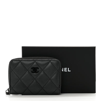 Chanel Pearly Lambskin Quilted Zip Coin Purse So Black 8 of 8