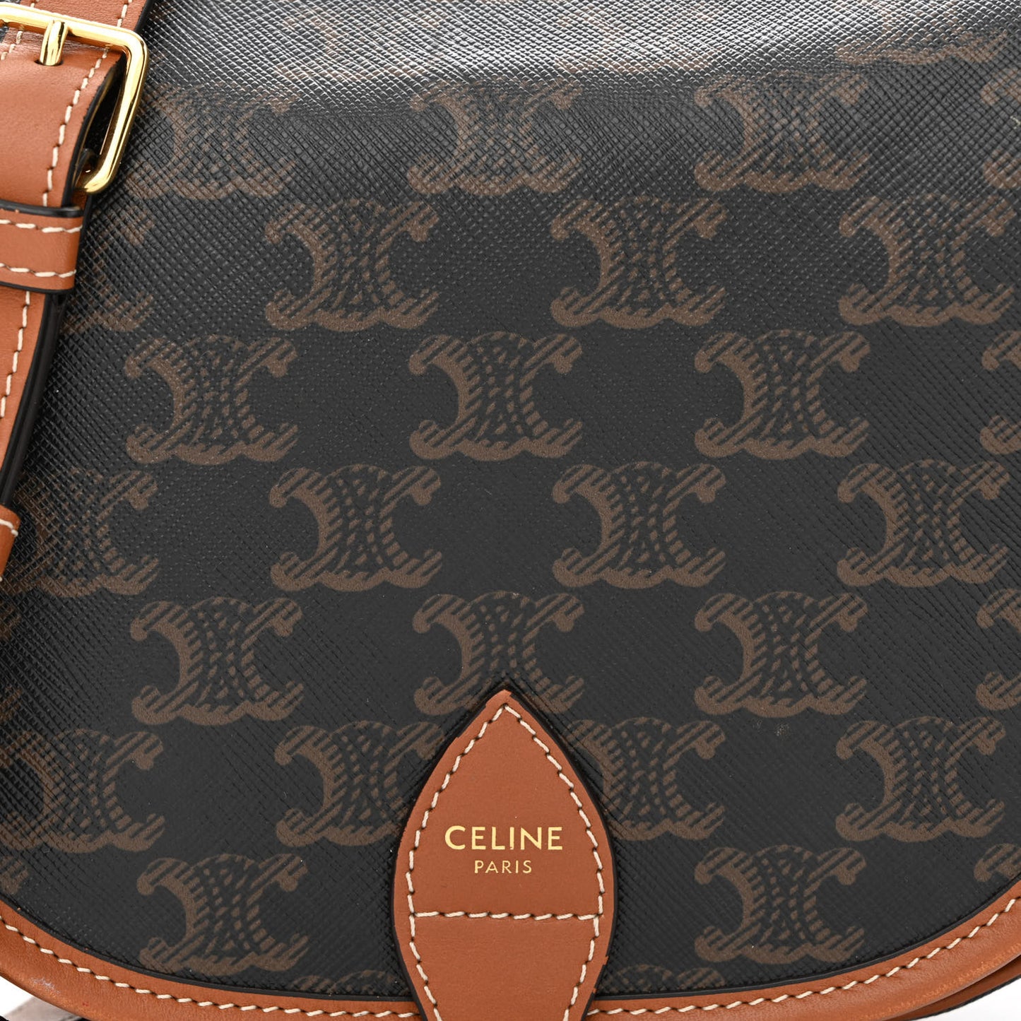 Triomphe Canvas Medium Folco Bag Tan