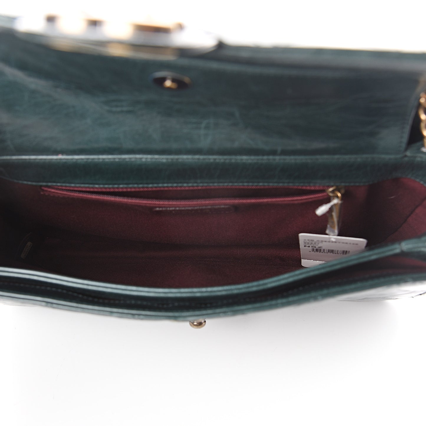 Glazed Calfskin Quilted Perfect Edge Large Flap Green