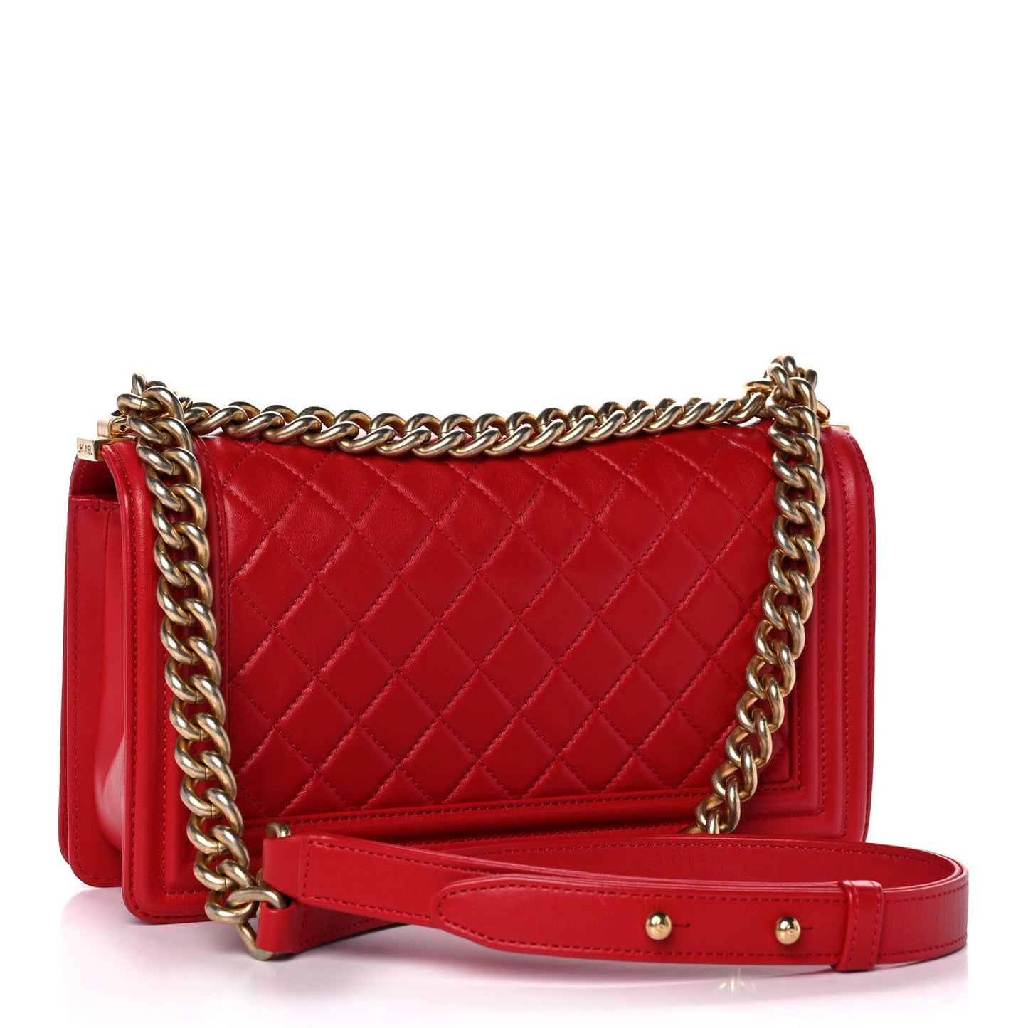 Lambskin Quilted Medium Boy Flap Red
