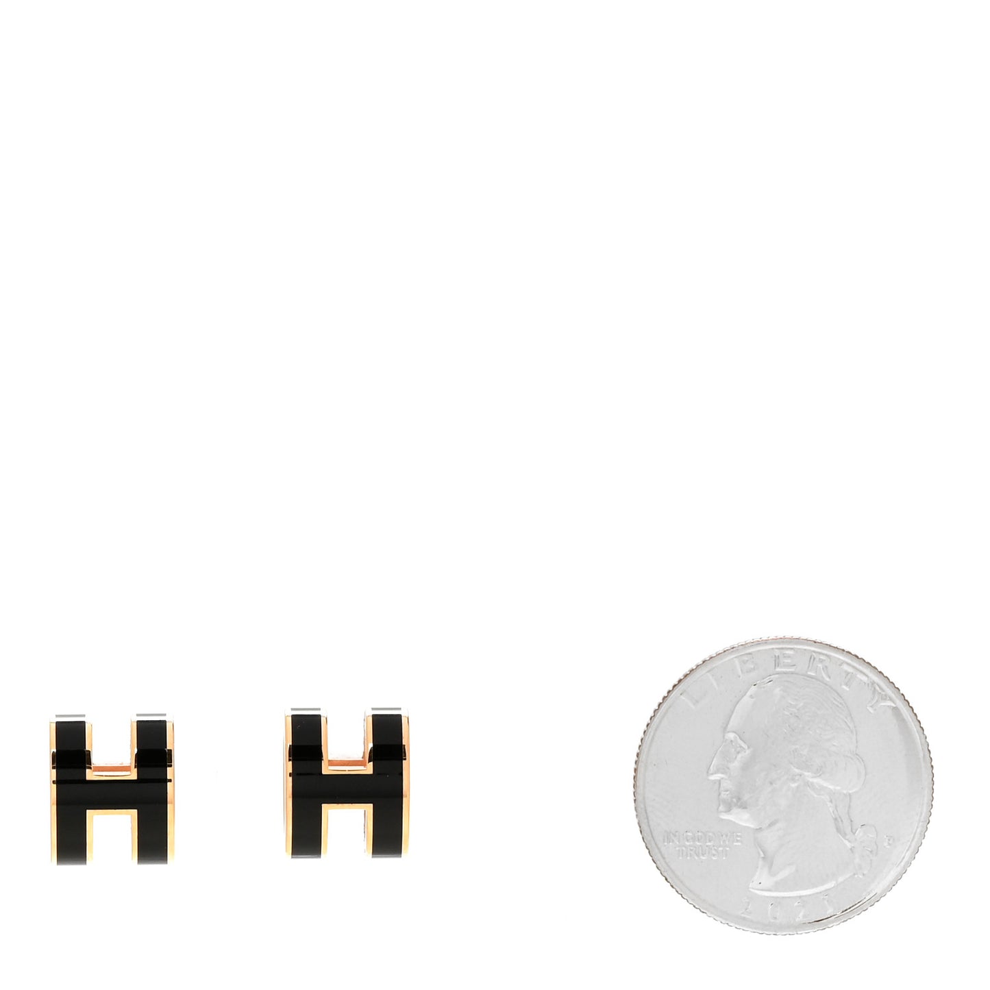 Gold Lacquered Pop H Earrings Black