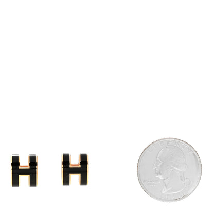 Hermes Gold Lacquered Pop H Earrings Black 2 of 5