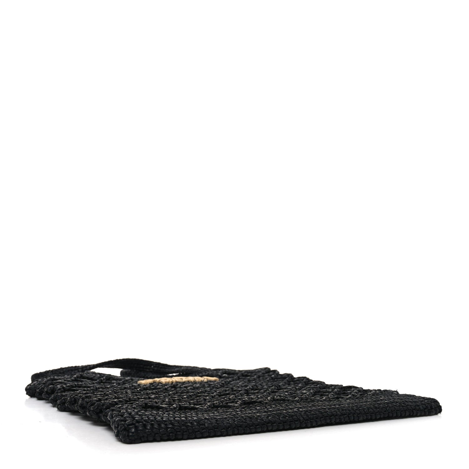 Prada Yarn Raffia Effect Embroidered Logo Tote Black 3 of 8