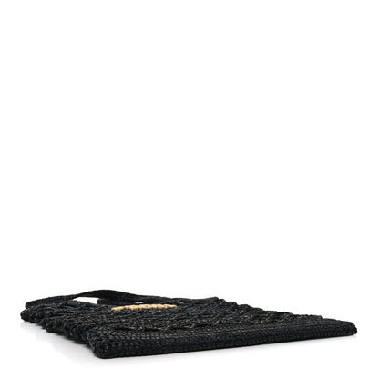 Prada Yarn Raffia Effect Embroidered Logo Tote Black 3 of 8