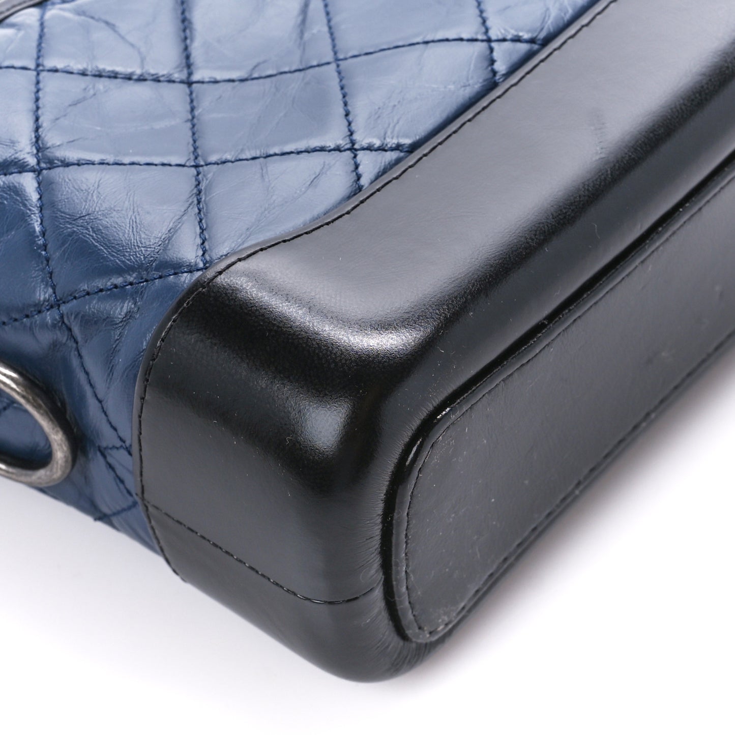 Aged Calfskin Quilted Small Gabrielle Hobo Navy Black