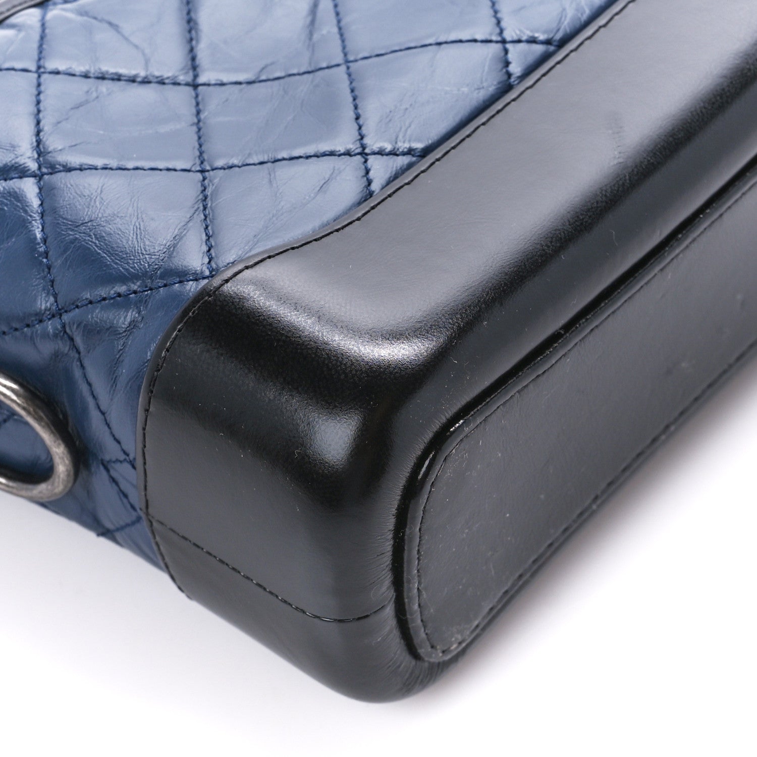 Chanel Aged Calfskin Quilted Small Gabrielle Hobo Navy Black 9 of 10