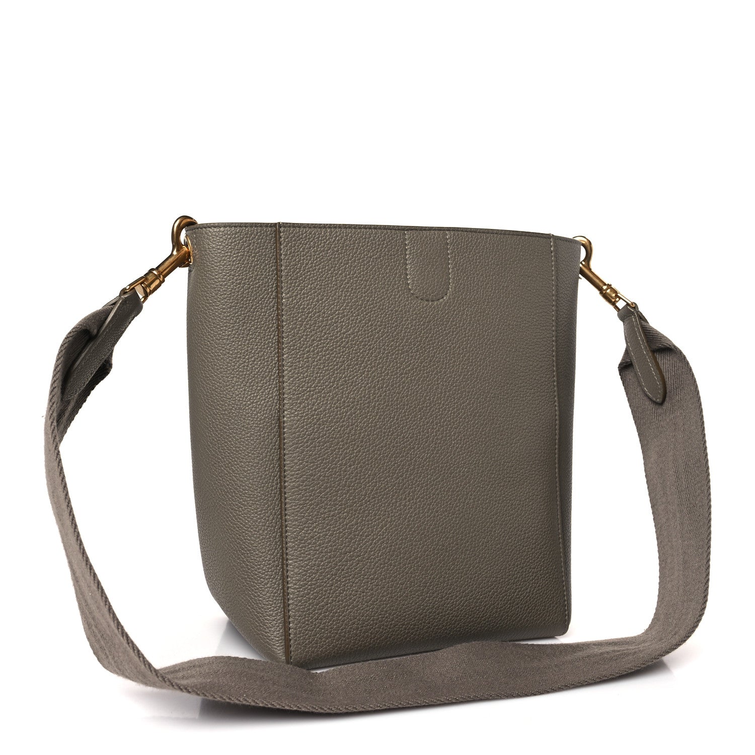Celine Grained Calfskin Small Sangle Bucket Bag Taupe 3 of 9
