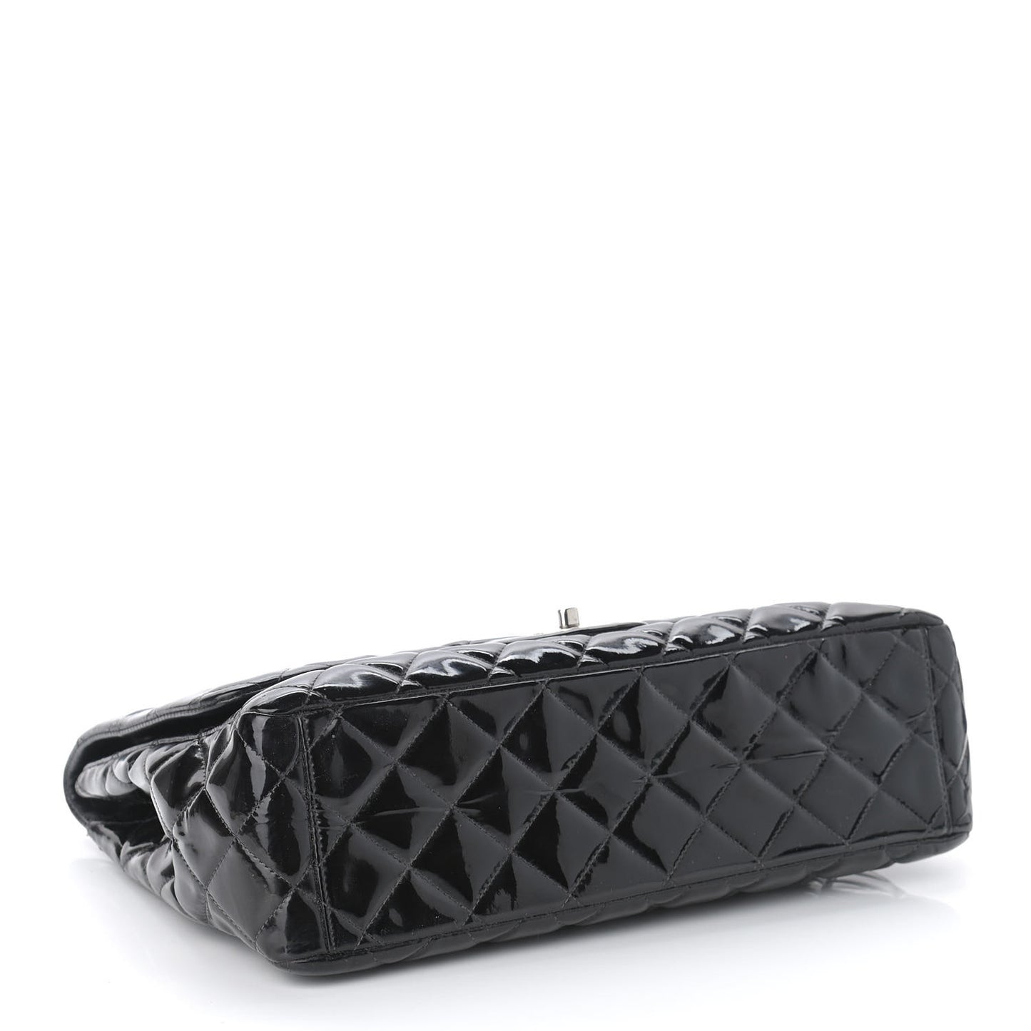 Patent Quilted Maxi Single Flap Black