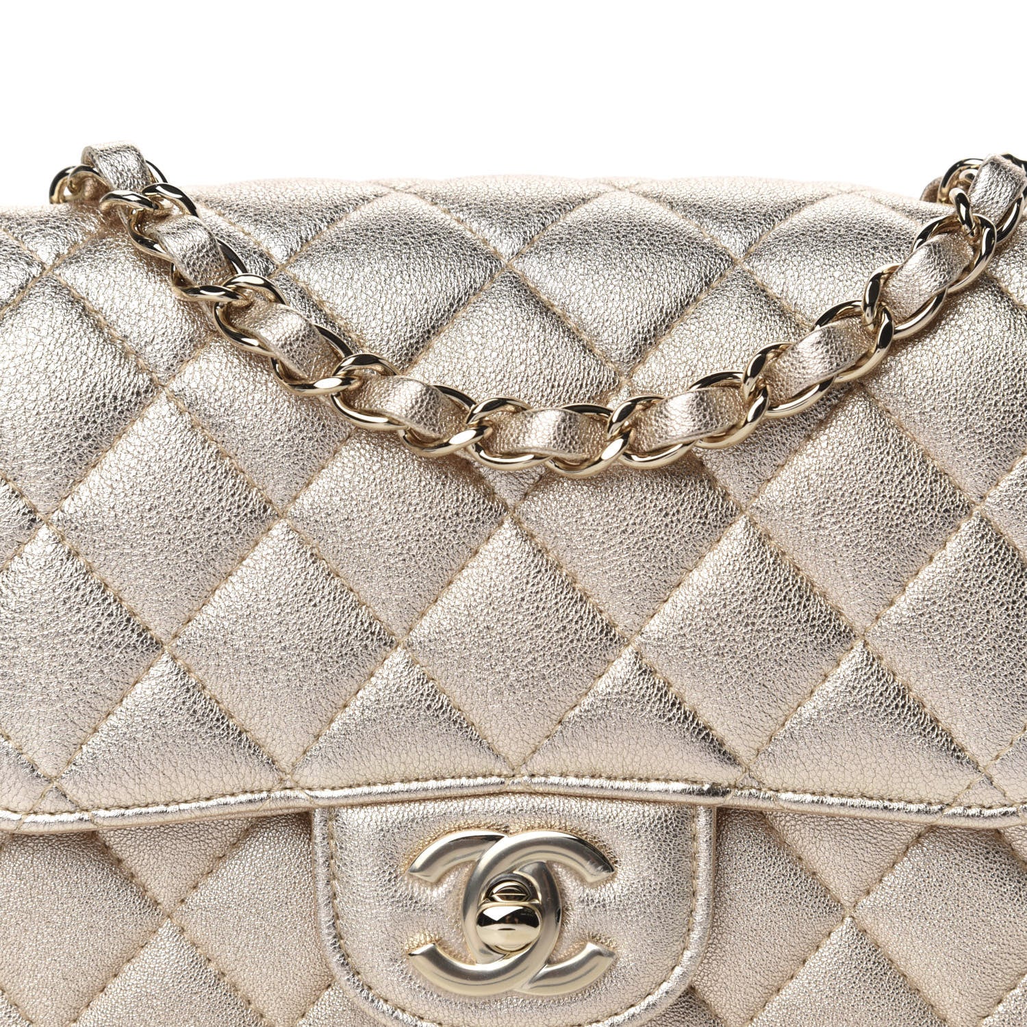 Chanel Metallic Lambskin Quilted Mini Square Flap Gold 10 of 10