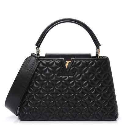 Louis Vuitton Lambskin Quilted Flower Capucines PM Black 1 of 10