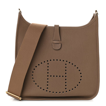 Hermes Taurillon Clemence Evelyne III PM Beige De Weimar 1 of 9