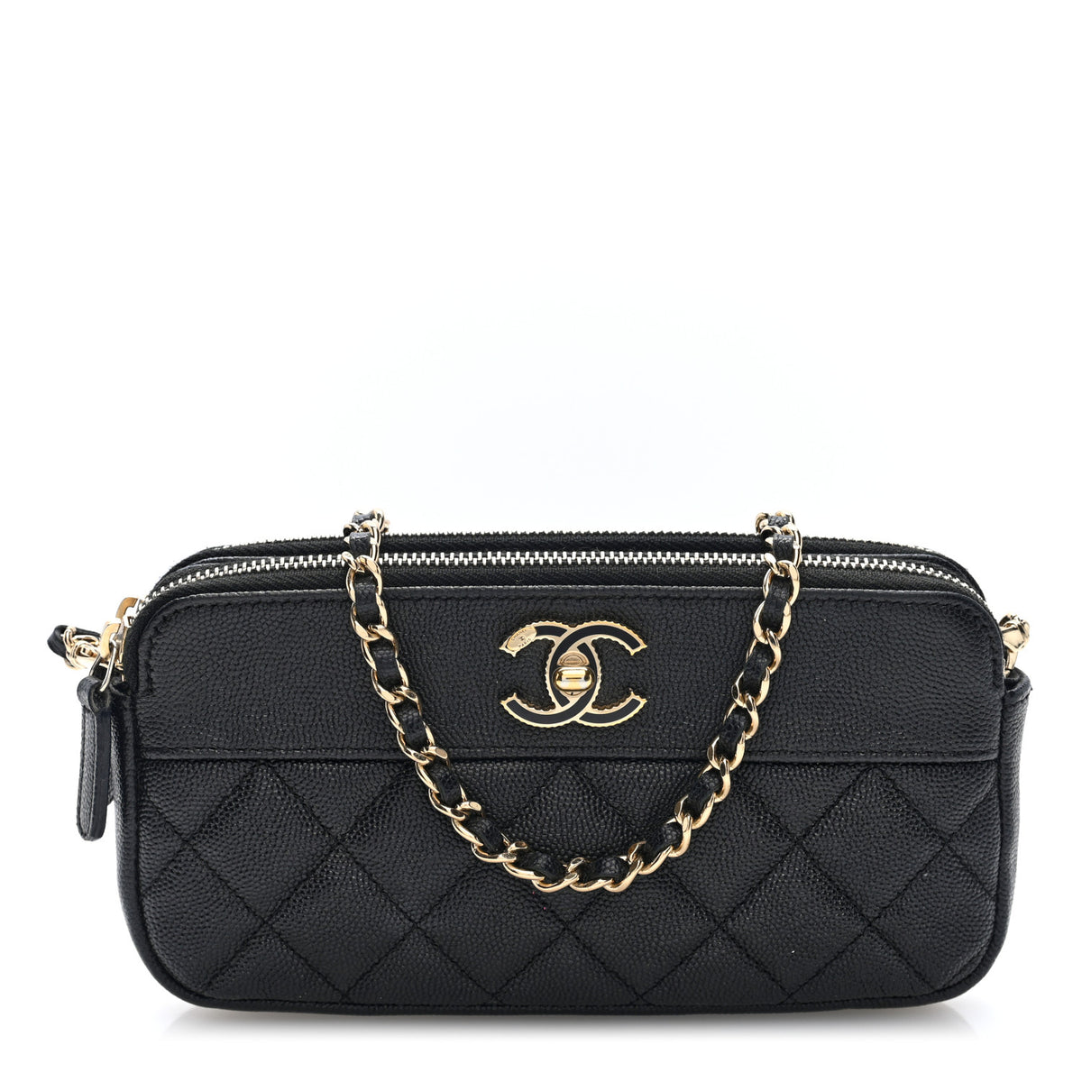 Chanel Caviar Quilted Zipped Phone Holder With Chain Black 1 of 10