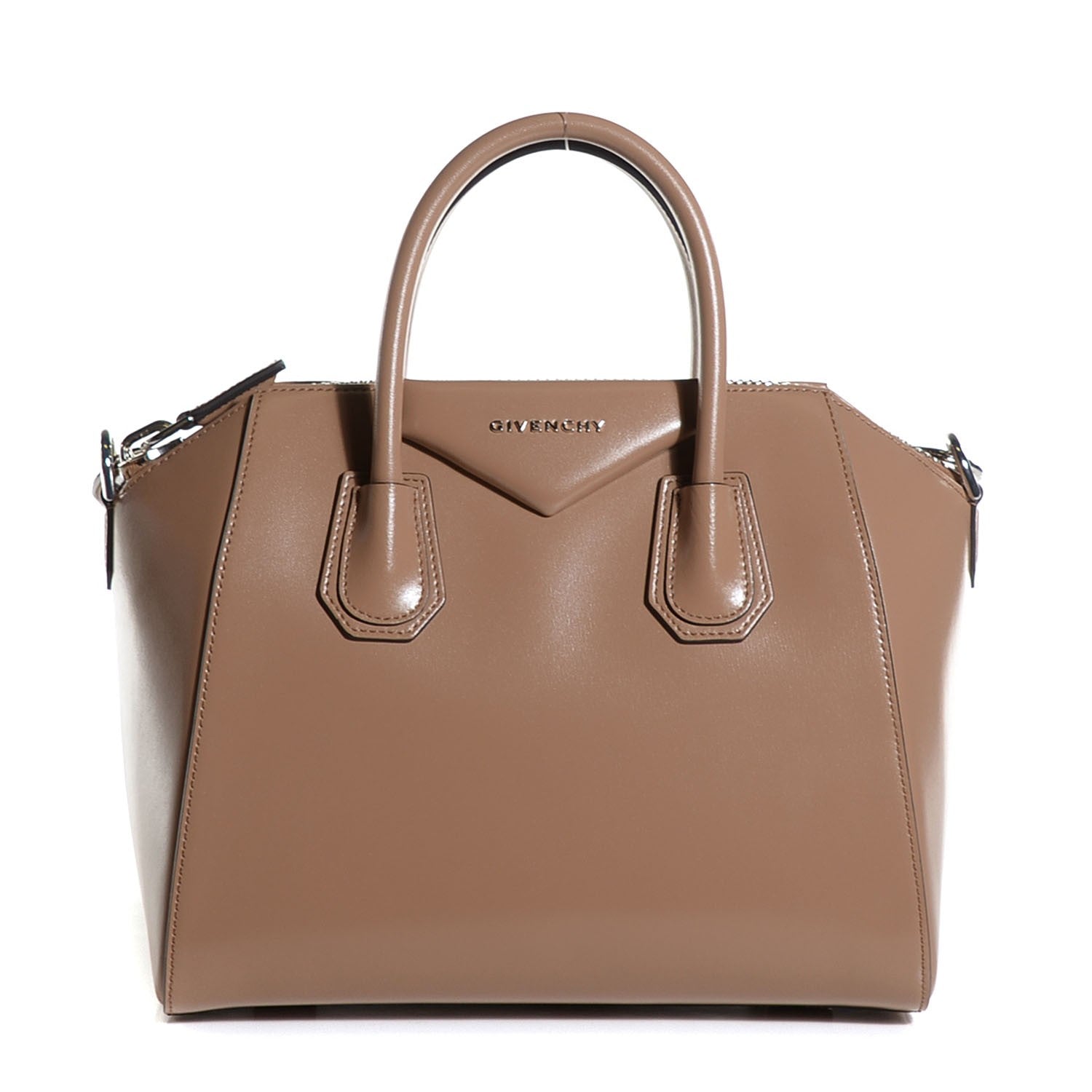 Givenchy Shiny Lord Calfskin Small Antigona Dark Beige 1 of 9
