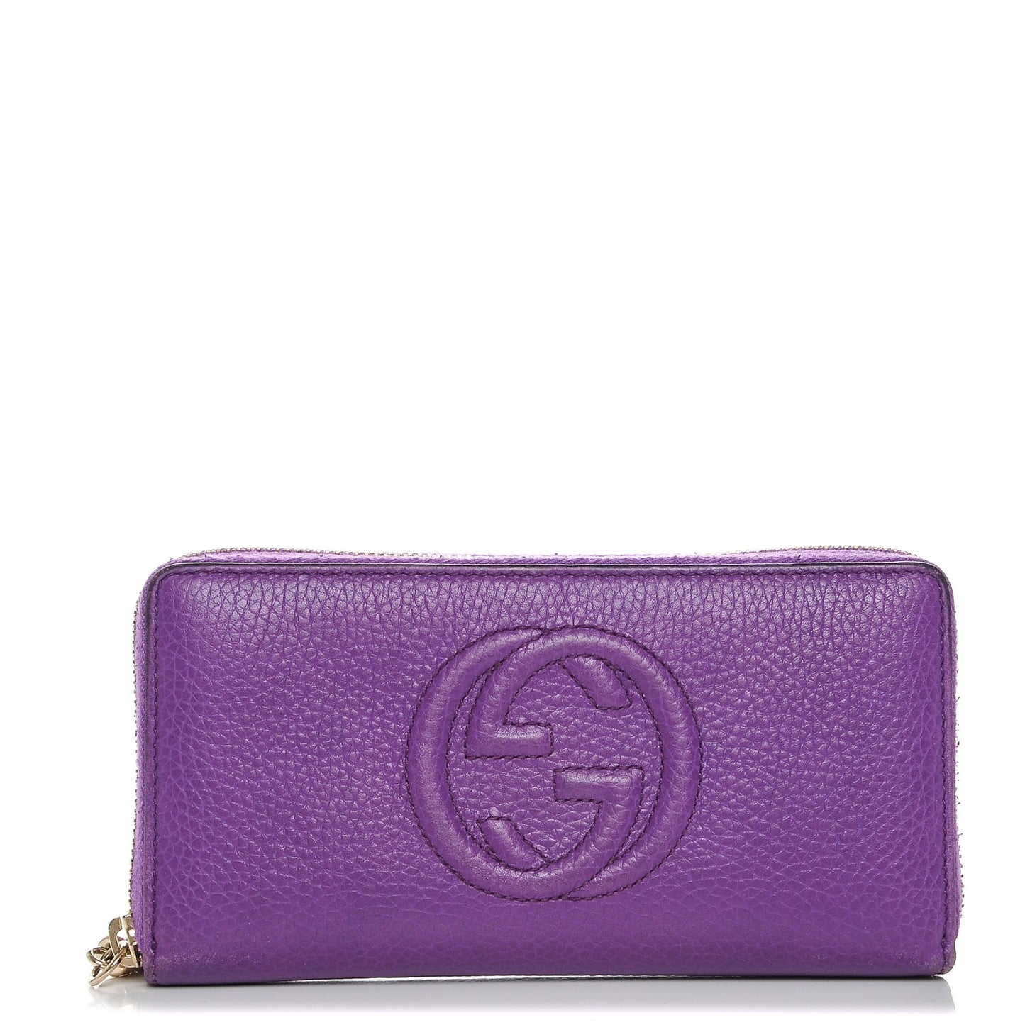 Pebbled Calfskin Soho Zip Around Wallet Shine Purple