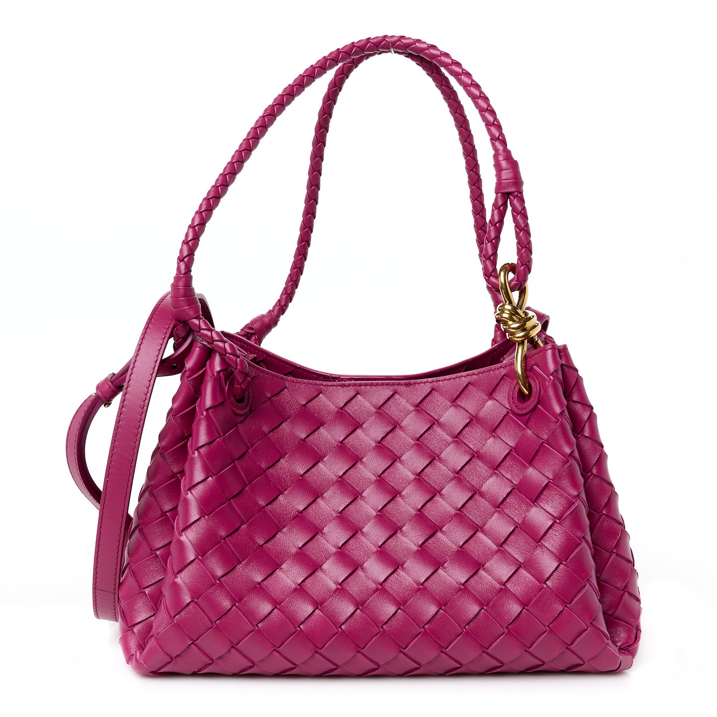 Nappa Intrecciato Medium Andiamo Parachute Shoulder Bag Cinnibar